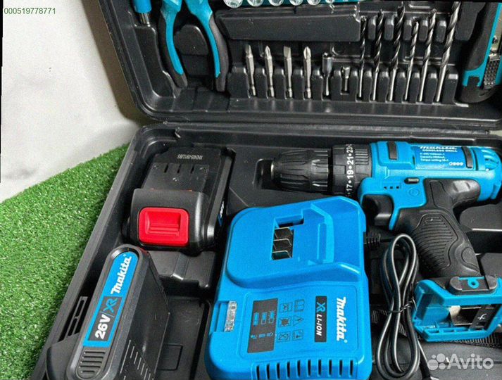 Шуруповерт Makita 26V с набором инструментов (Арт