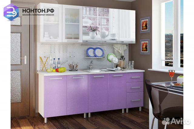 Кухня Люкс с фотопечатью Акварель 2.0 м