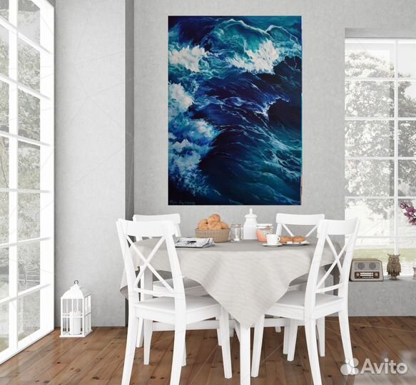 Картина маслом пейзаж Волны в океане прибой