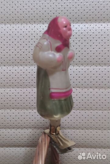 Елочная игрушка Старуха Стекло Без реставраций