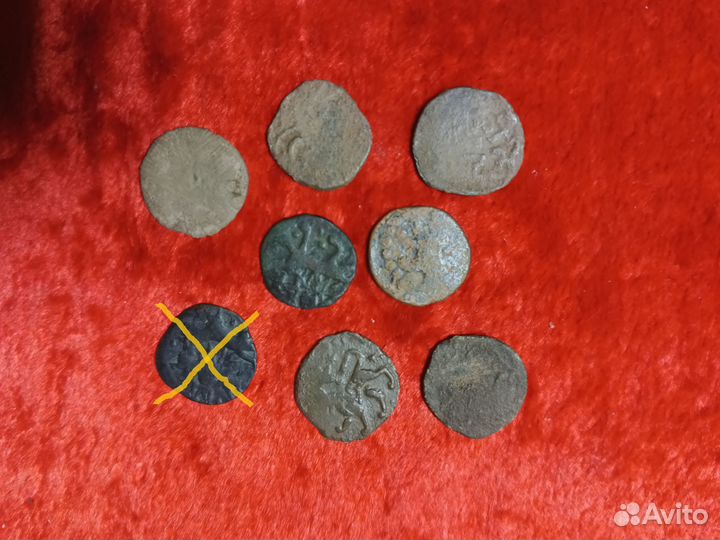 Клад 8 шт. Монеты Пуло(Пул) Золотая Орда 14-15 в