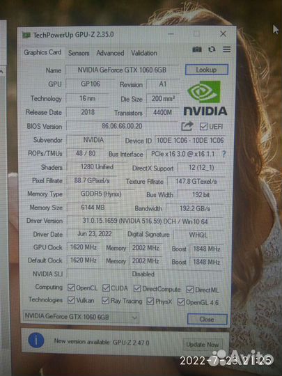 Palit Super JetStream gtx 1060 6gb