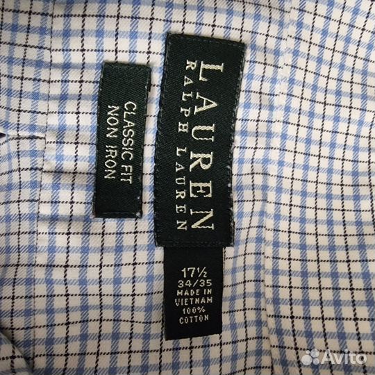 Рубашка Ralph Lauren 17 1/2голубая клетка оригинал