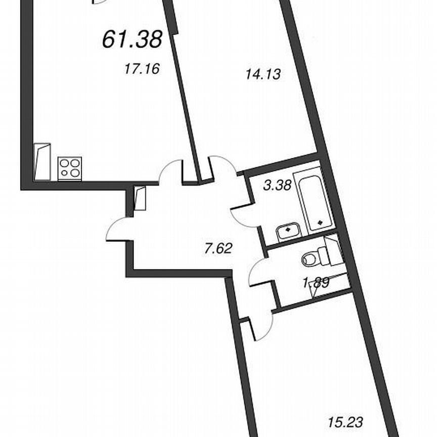 2-к. квартира, 63,3 м², 8/22 эт.