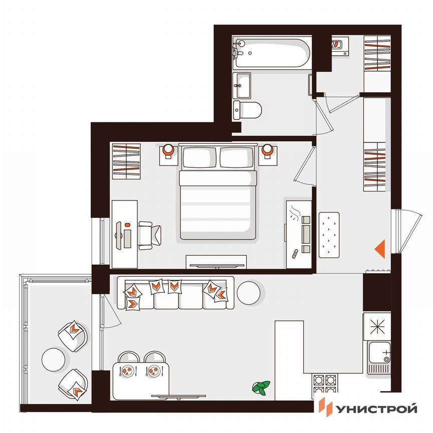 1-к. квартира, 40,9 м², 4/5 эт.