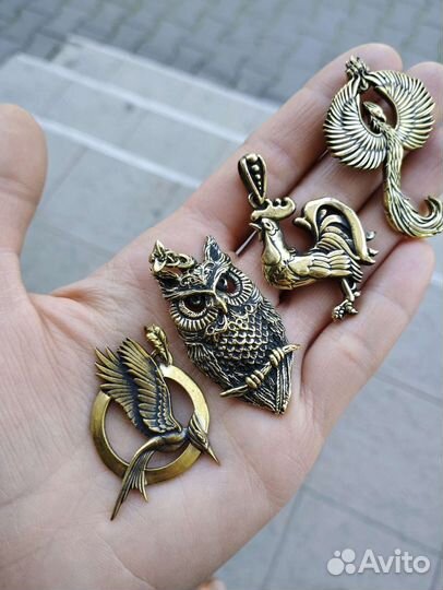 Подвеска Сова Сойка Петух Феникс бронза