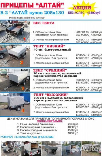 Прицеп легковой Б-2 с тентом 70см с клапаном