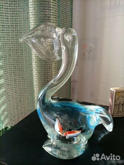 Стеклянная фигурка, Пеликан 16см