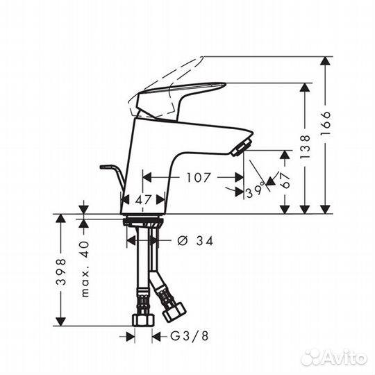 HG Logis Cмеситель для раковины 70 на 1 отв. с до