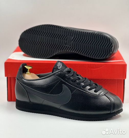 Кроссовки Nike Cortez черные кожаные