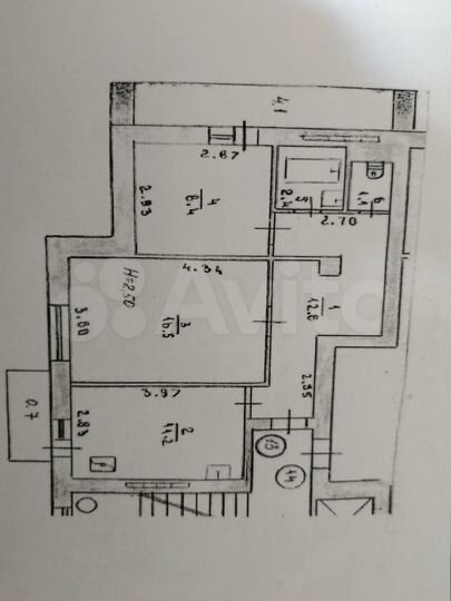 2-к. квартира, 56,5 м², 4/9 эт.