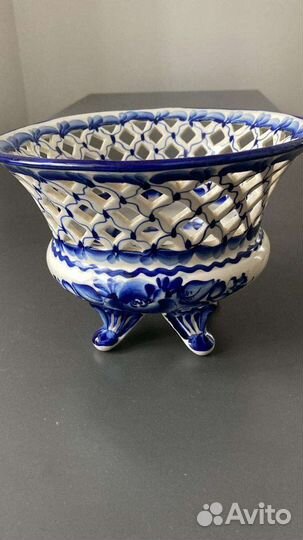 Ваза фруктовница Гжель авторская работа