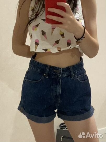 Джинсовые шорты pull and bear mom