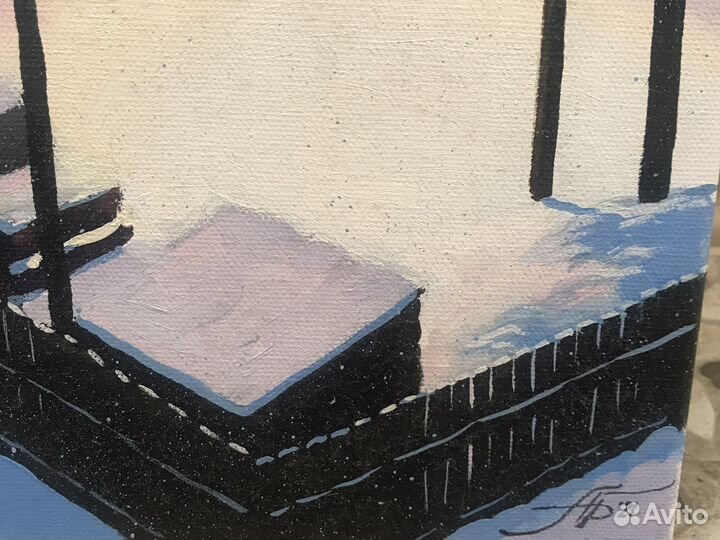 Картина «Старый двор.Первый снег». Холст, масло