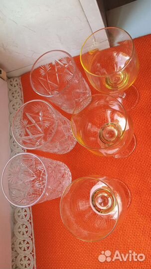 Бокал.Желтое стекло.ссср.Стакан хрусталь.ссср