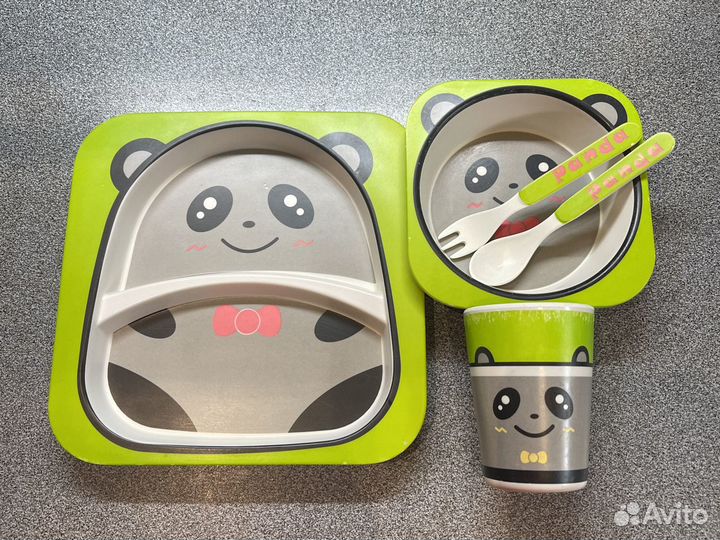 Набор детской посуды из бамбука