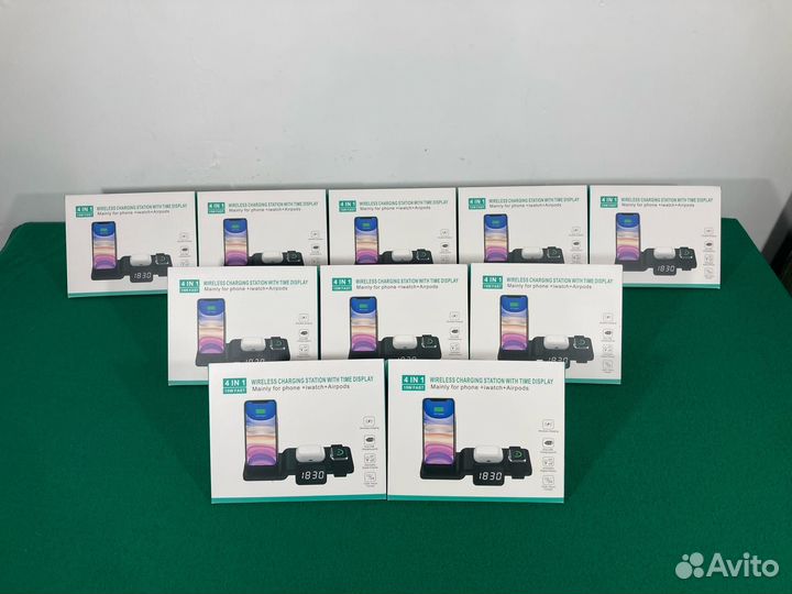Беспроводная быстрая зарядка 4в1+блок питания-10шт