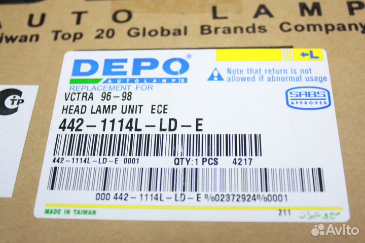 Фара левая Опель Вектра В 96-98 depo