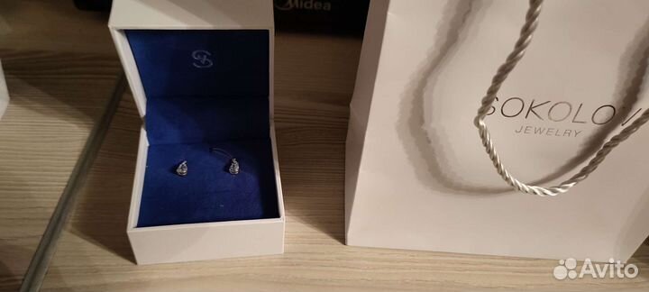 Золотые серьги с фианитами