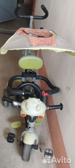 Детский велосипед трехколесный с ручкой бу