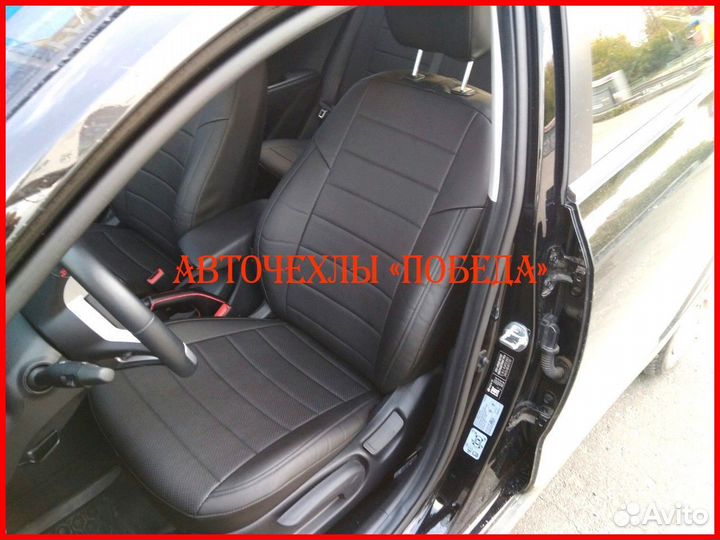 Чехлы Kia Rio 4 Xline из экокожи чёрные Классика