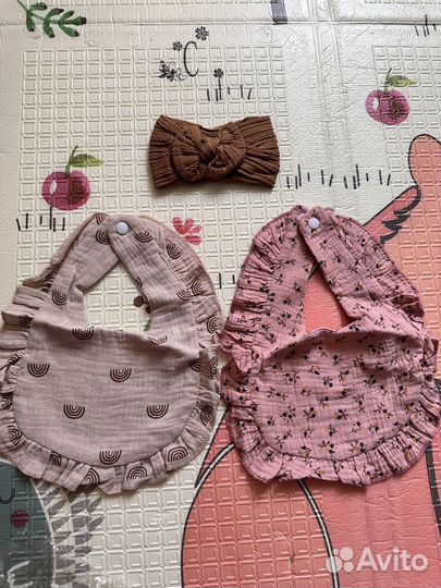 Новые Муслиновые нагрудники и повязка на голову