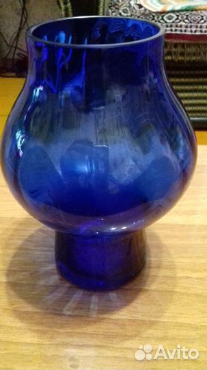 Ваза синее стекло
