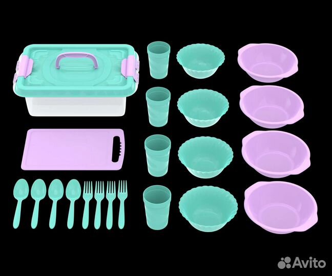 Набор посуды для пикника 4 персоны 22 предмета