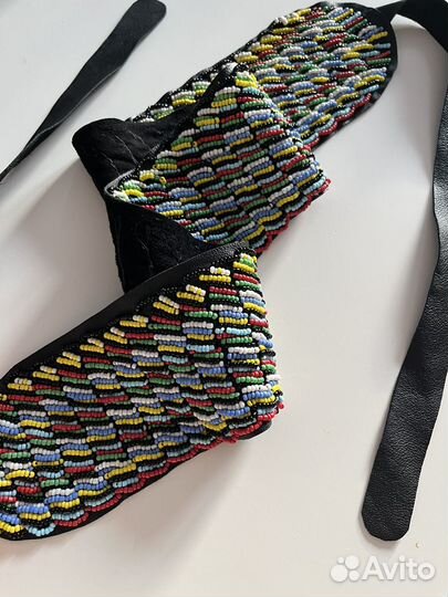 Кожаный пояс с бисером