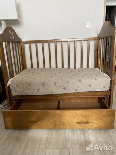 Детская кровтка красная звезда Можга с матрасом