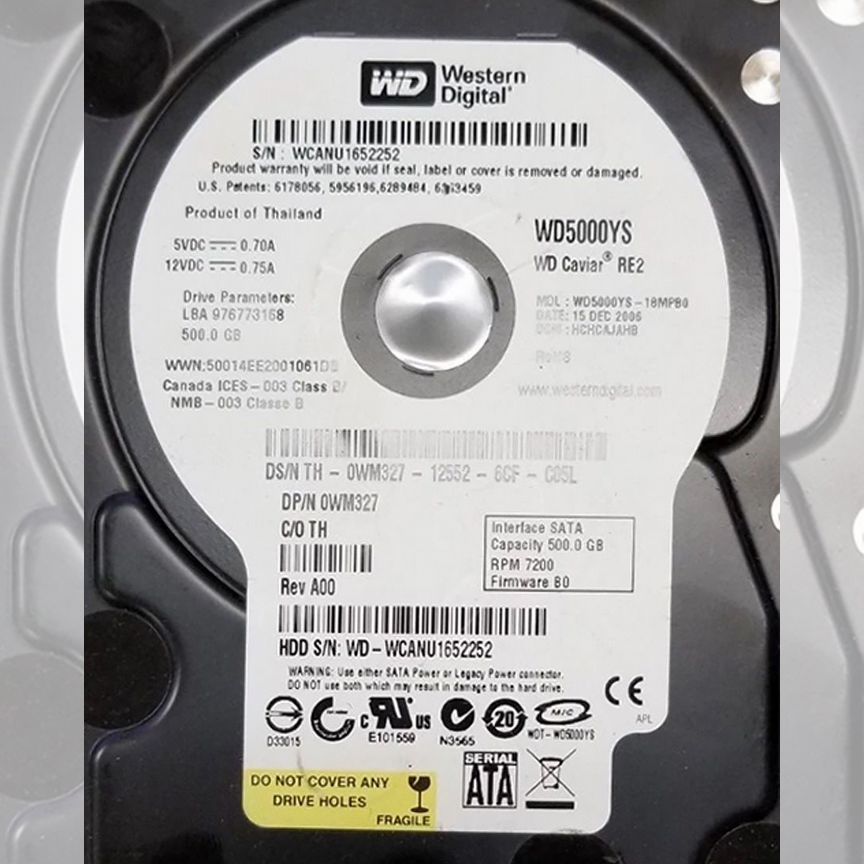 [WM327] Жесткий Диск Dell 500gb Sata3 3,5" Hdd Wm327