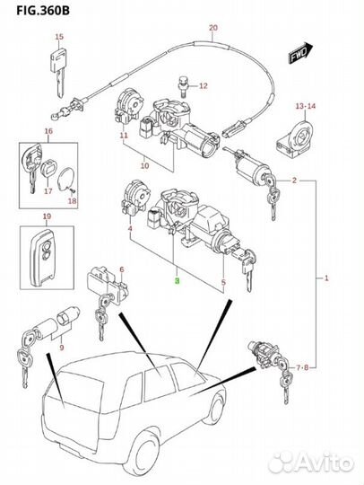 Замок зажигания Suzuki Grand Vitara JT J20A 2007