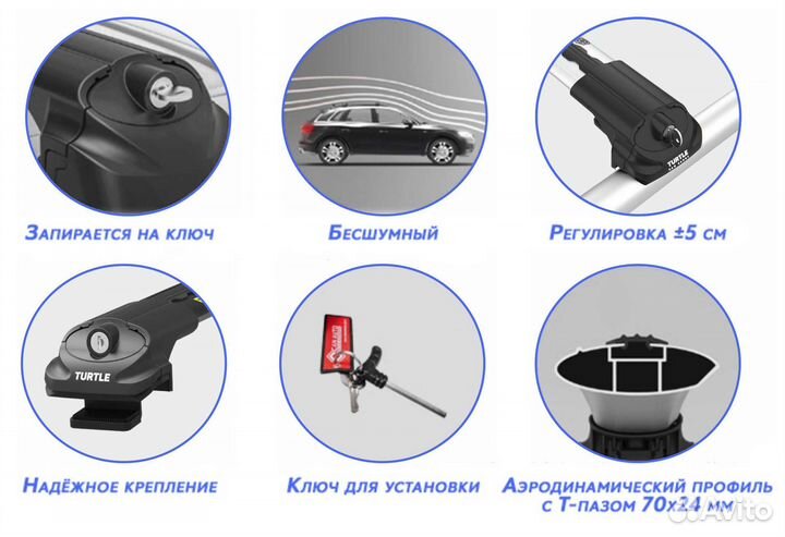 Багажник на рейлинги поперечины Turtle Can Air1