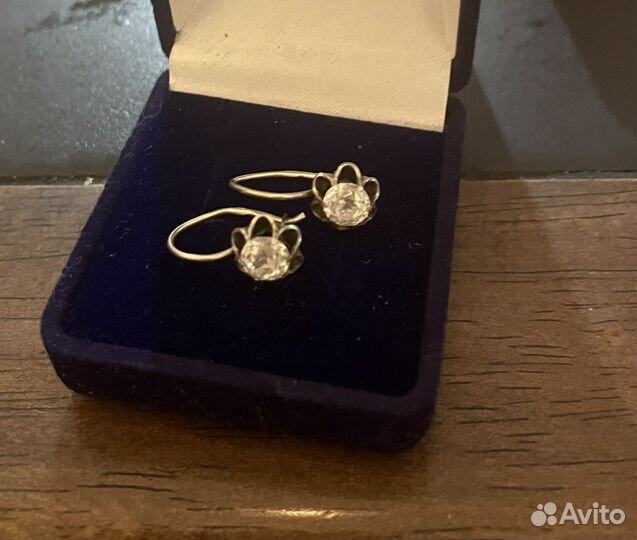 Серьги серебро 875 СССР горный хрусталь