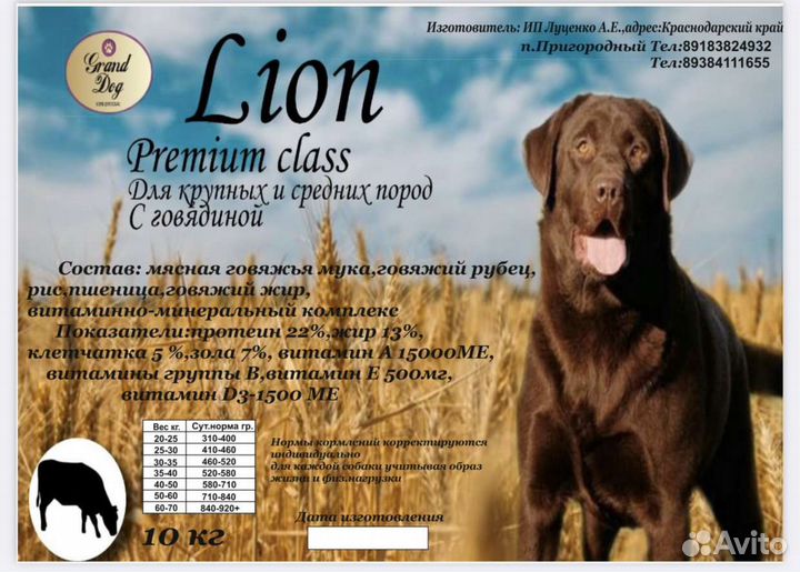 Премиум корм для собак 15 и 10 кг Grand dog
