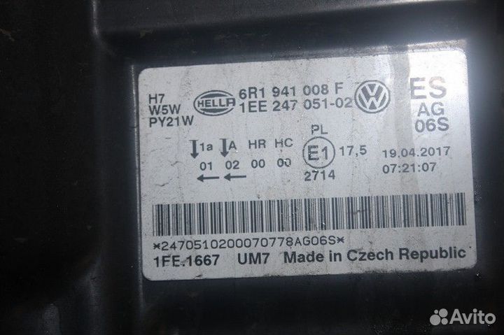 Фара правая Volkswagen polo (SED) 2011