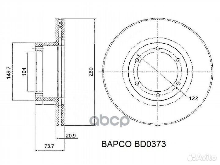 Диск тормозной GAZ 3302 перед. bd0373 bapco