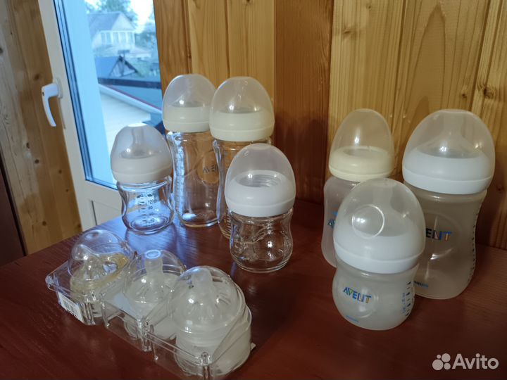 Бутылочки philips avent стекло/пластик+соски
