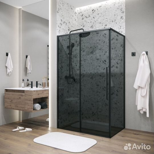 Душ.огр. Galaxy (11080195) черн мат тонир стекло