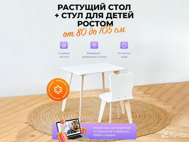 Растущий стол + стул комплект детский