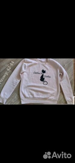Женская кофта с кошкой, размер 40-42