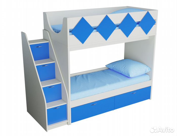 Двухъярусная кровать Радуга с Комодом