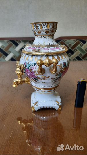 Фарфоровый самовар шкатулка. Старая Гжель