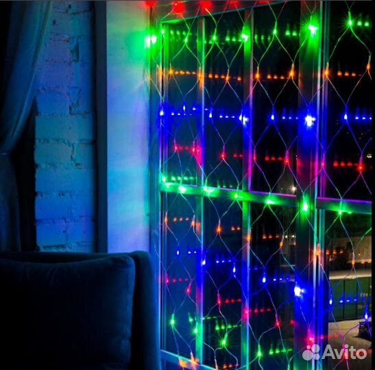 Гирлянда светодиодная новогодняя 32 сетка