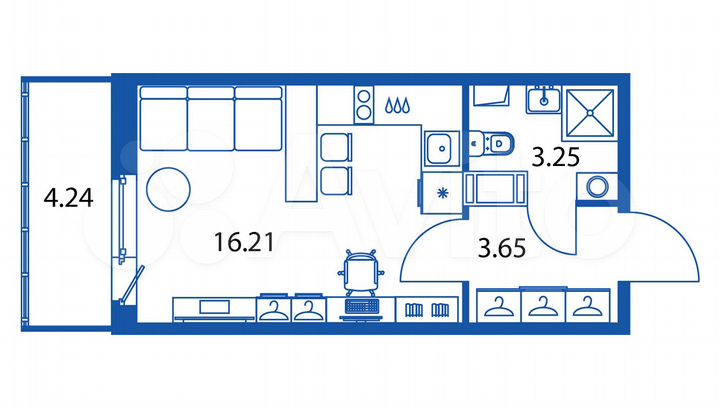 Квартира-студия, 24,4 м², 12/12 эт.