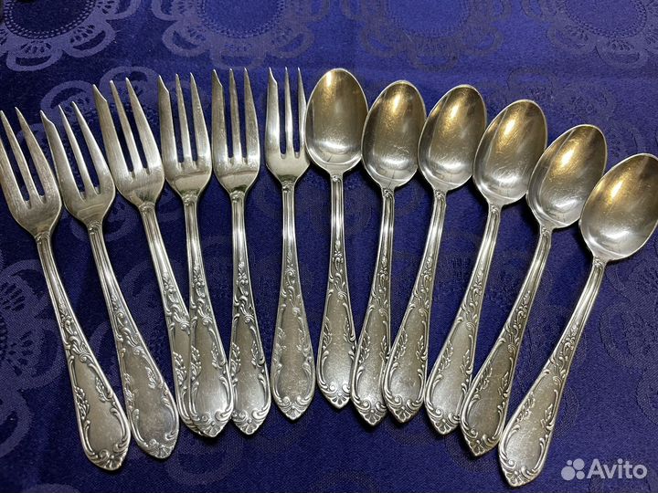 Старинные столовые приборы серебрение Германия