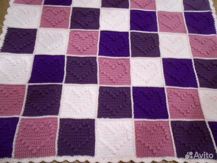 Детский плед с сердечками. Новый Ручная работа