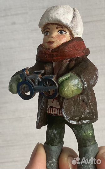 Ватная елочная игрушка мальчик