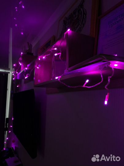 Гирлянда штора ; гирлянда 6м ; луна и звезда