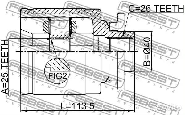 Шрус внутренний левый 25x40x26 (mazda BT-50 2006)